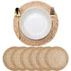 5X(Boho Placemats Set of 6 - Handmade Woven Placemat Water Hyacinth Mats,4918