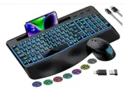 Wireless Keyboard and Mouse Combo Ergonomic Quiet Keyboard Mouse Combo 7 Back...