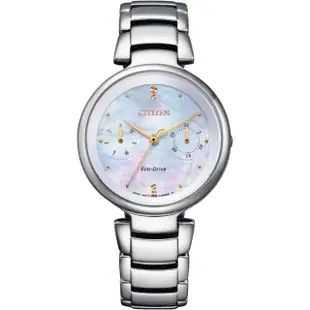 【CITIZEN 星辰】時尚優雅光動能日期顯示女腕錶/白蝶貝面 32.5mm(FD1106-81D)