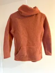 SMARTWOOL Hudson Trail Fleece Pullover Rust Orange Wool Womens Size XS Colar NEW