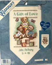 Dimensions Counted Cross Stitch Banner Kit #72507 A GIFT OF LOVE Birth Record
