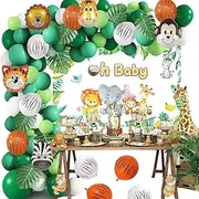 Jungle Party Balloons Garland Kit,Safari Animal Balloon, Animal Foil Confetti Balloon Arch Palm Leaves Set for Jungle Theme Birthday Decorations, Safari Woodland Birthday Party Supplies.