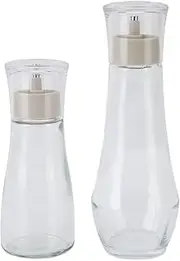 Glass Mouthwash Dispenser, 150ml and 260ml Bathroom Mouth Wash Bottle with Lid Cup Set of 2, Refillable Multifunctional Dispenser for Kitchen with Smart Pour Spout Design
