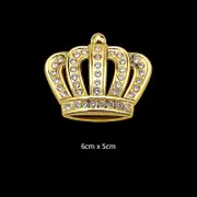 3D Shiny Diamond Metal Crown Car Crown Badge Decal - Large Crown Shape Gold (Pack of 4)
