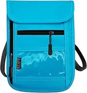 [DEEZOMO] RFID Blocking Travel Neck Wallet Pouch and Passport Holder，Travel Neck Pouch Passport Holder for Women & Men, Light Blue, Minimalist
