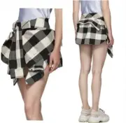 NWT Alexander Wang Black and White Plaid Tie Front Skort 2 $750