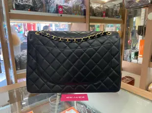 ☆最愛二手精品☆ CHANEL MAXI JUMBO COCO 33 香奈兒黑色羊皮金鍊釦式翻蓋肩背包 33cm A58601 XG6302