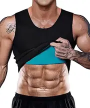 DownLTL Mens Sports Sauna Vest Fitness Top Compression Sweat Loss Neoprene Zipper, Black 2, X-Large