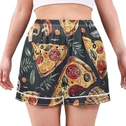 [RPLIFE] Pizza slices pineapples women boxers, soft comfortable women's leisure shorts