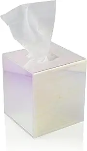 Dasher Products Acrylic Square Tissue Box Holder, Clear, Minimalistic