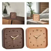 Wooden Table Clock Silent Non Ticking Simple for Bedroom Bedside Countertop