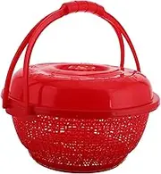 Round Red Handheld Basket Storage for Fruits Vegetables Bread and Eggs Space Saving Design for Home and Outdoor Use Egg Container and Kitchen Accessory