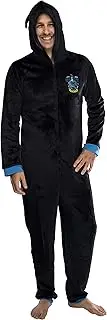 [INTIMO] Harry Potter Men's Hooded One-Piece Pajama Union Suit - All 4 Houses Gryffindor, Slytherin, Ravenclaw, Hufflepuff