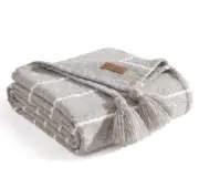 KOOLABURRA BY UGG HART BOUCIE WOVEN GRAY WHITE STRIPE 50" X 70" THROW NWT