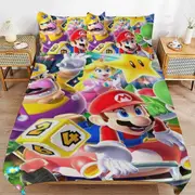 a1492 Super Mario Duvet Cover Set, 3 Piece Bedding Set 86x70" Double Sided Printing Decorative Comforter Cover Set (1 Duvet Cover + 2 Pillow Shams)" j