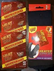 New Tags Heat Factory Heated Slipper Socks Ladies + 6 Warmers Non Skid 10 Hrs @