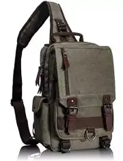 Canvas Messenger Bag Sling Bag Cross Body Bag Shoulder Bag M Medium Army Green