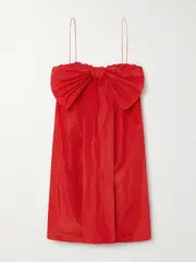 [BERNADETTE] BERNADETTE - Estee Bow-embellished Taffeta Mini Dress - Red - FR 42 FR 42 Red
