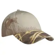 Embroidered Mallard Duck Landing Real Tree Max 4 Camo Bill & Khaki Crown Cap