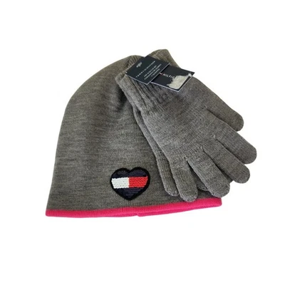 NWT Tommy Hilfiger Girl's Hat & Gloves Set Gray 8 - 16 Y