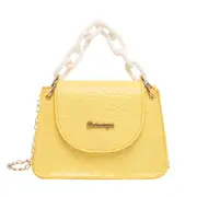 2 Pcs Fashion Alligator PU Leather Women Handbags Acrylic Chain Small Tote Purse Female Girl