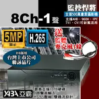 在飛比找PChome24h購物優惠-8路監控主機 8路監視器主機 8路AHD DVR 支援108