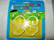 Set of 4 White Plastic Table Cloth Clips Party Picnic Decoration