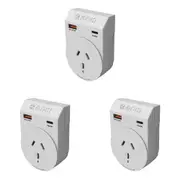 3PK Moki Travel Adaptor Plus Outbound AU/NZ to South Africa w/ Type-C & USB-A