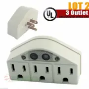 Lot 2 Add On 3 Outlet AC Power Sensor Photo Cell Night Light Wall Tap Adapter