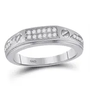 14k White Gold Round Diamond Screw Band Ring 1/4 Cttw