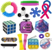 ZCOINS Fidget Toy Pack, Fidget Dice Infinity Speed Cube Spiky Sensory Ring Po...