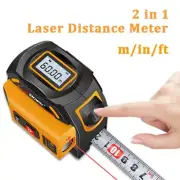 2 in1 60M Laser Rangefinder 5m Tape Ruler Distance Meter Area/Volume Measurement