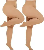 [HeyUU] Plus Size Tights for Women Semi Opaque Queen Size Nylon Pantyhose 1X 2X 3X 4X