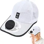 [Generic] Solar Powered Fan Hat | Breathable Polyester Fiber Baseball Cap with Fans, Solar Powered/USB Charging | UV Protection Beach Hats Unisex for Camping, Cycling, Running