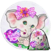 Faith Kids Inspiring Design Cute Girly Elephant Round Beach Towel