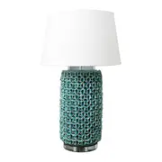 Wynberg Glazed Ceramic and Acrylic Cylinder Table Lamp Base Only - Turquoise - ELJC10150GRN