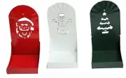 Set of 3, 7" Christmas Tin Votive Candle Holder Gift Mantle Table Holiday Decor