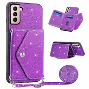 For Samsung Galaxy S21 FE 5G Shockproof Card Holder Kickstand Phone Case PU Leather+TPU Phone Cover