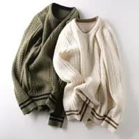 在飛比找ETMall東森購物網優惠-溫潤親膚可機洗休閑圓領套頭毛衣