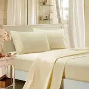 Super Soft Flat & Fitted Sheet Set - King Single Size Bed - Cream