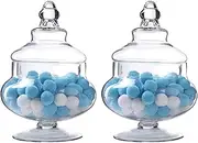 Livejun Glass Apothecary Jars Clear candy Buffet Display Small Elegant Storage Jars Decorative cookies Storage Clear Glass Canisters for Kitchen Wedding Party Set of 2
