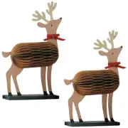 Target Wondershop 2024 Xmas 2 Honeycomb Reindeer Scarf 9.75" Tall Winter Cottage