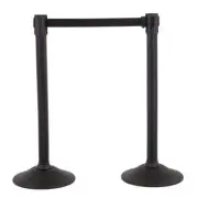 USW Belt 6.5-ft Retractable Weight Sentinel Stanchion Portable Black (2-Pack)