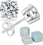 [KRKCLIFE] Moissanite Earrings,Diamond Stud Earring,S925 Sterling Silver,D Color,VVS1,4 Prong Setting,14K Gold Vermeil Hypoallergenic Jewelry For Women Men