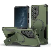 For Samsung Galaxy S25 Ultra 5G Case, MagSafe Compatible Kickstand Cover, Army Green