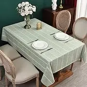 Zobesta Linen Table Cloth Cotton Linen Tablecloth for Rectangle Tables, Heavy Weight Washable Farmhouse Soft Tablecloth for Kitchen Dinning Party (Sage Green, 53 x 70 Inch)