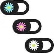 Piriuuo 3 Pcs Laptop Camera Cover Slide, Webcam Cover Cute Flower Camera Cap Ultra Thin Privacy Protector Fit for PC, Tablet, Smartphone