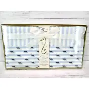 Vintage 60s Dan River Blue Domino Stripe Pillowcase Set Percale Cotton New Box