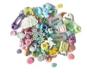 Buttons Galore & More - "Baby Boy" Baby Shower, Crafts, Novelty- 50 buttons!