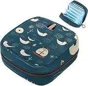 Period Bag,Sanitary Napkin Storage Bag,Anchor Sea Bird Ocean,Tampon Holder for Purse